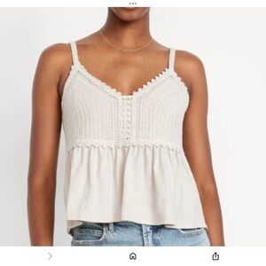 Old Navy Boho Slub Knit Crochet Relaxed Fit Tank